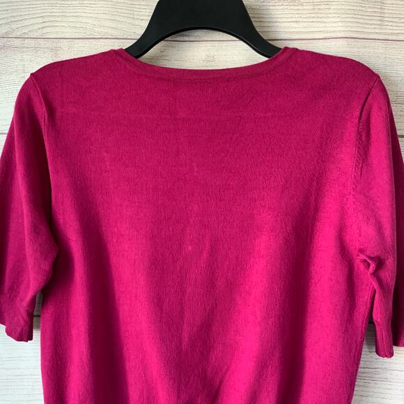 Audrey & Grace Pink Knit Cardigan Sweater Pearly Buttons Size Medium - Picture 7 of 15